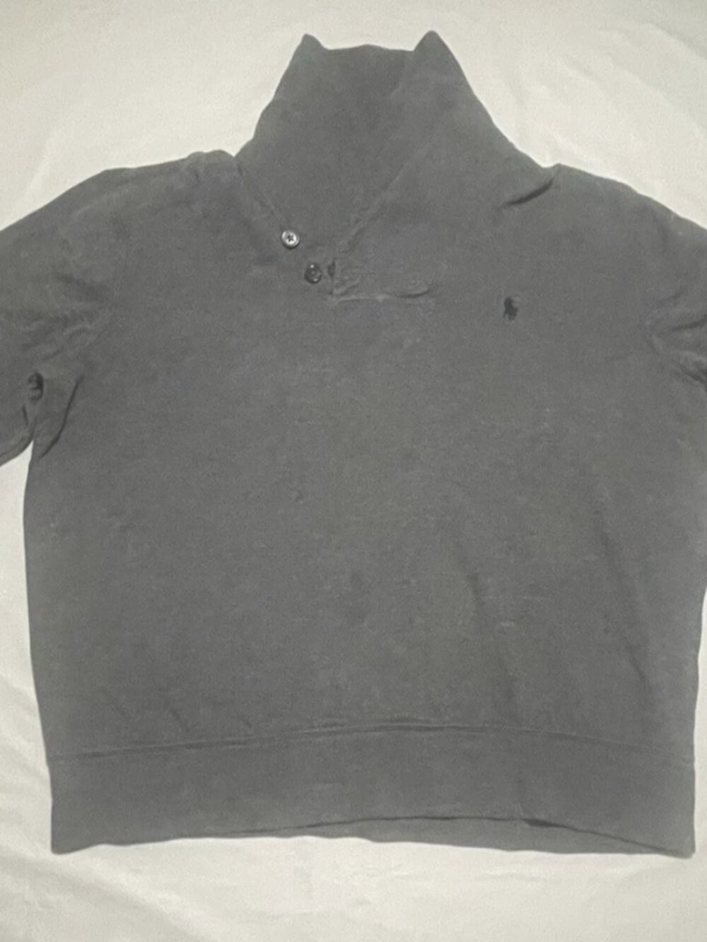 Polo Ralph Lauren Jersey Shawl Collar Sweater Mens Medium Gray Cotton Pullover